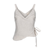 Yulaf Rengi keten crop bluz | yazlık bluz | Dor Raw Luxury