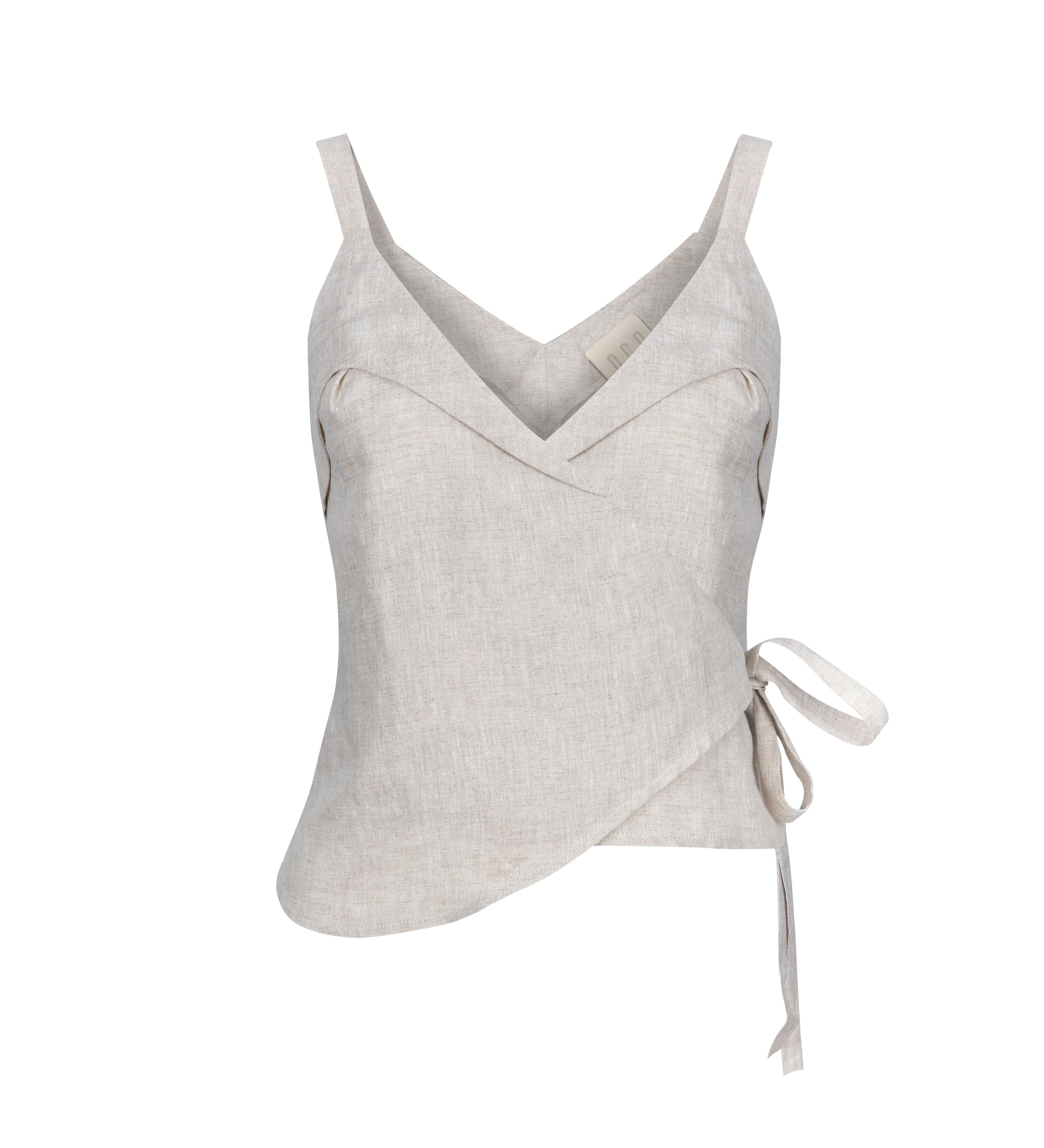 Yulaf Rengi keten crop bluz | yazlık bluz | Dor Raw Luxury