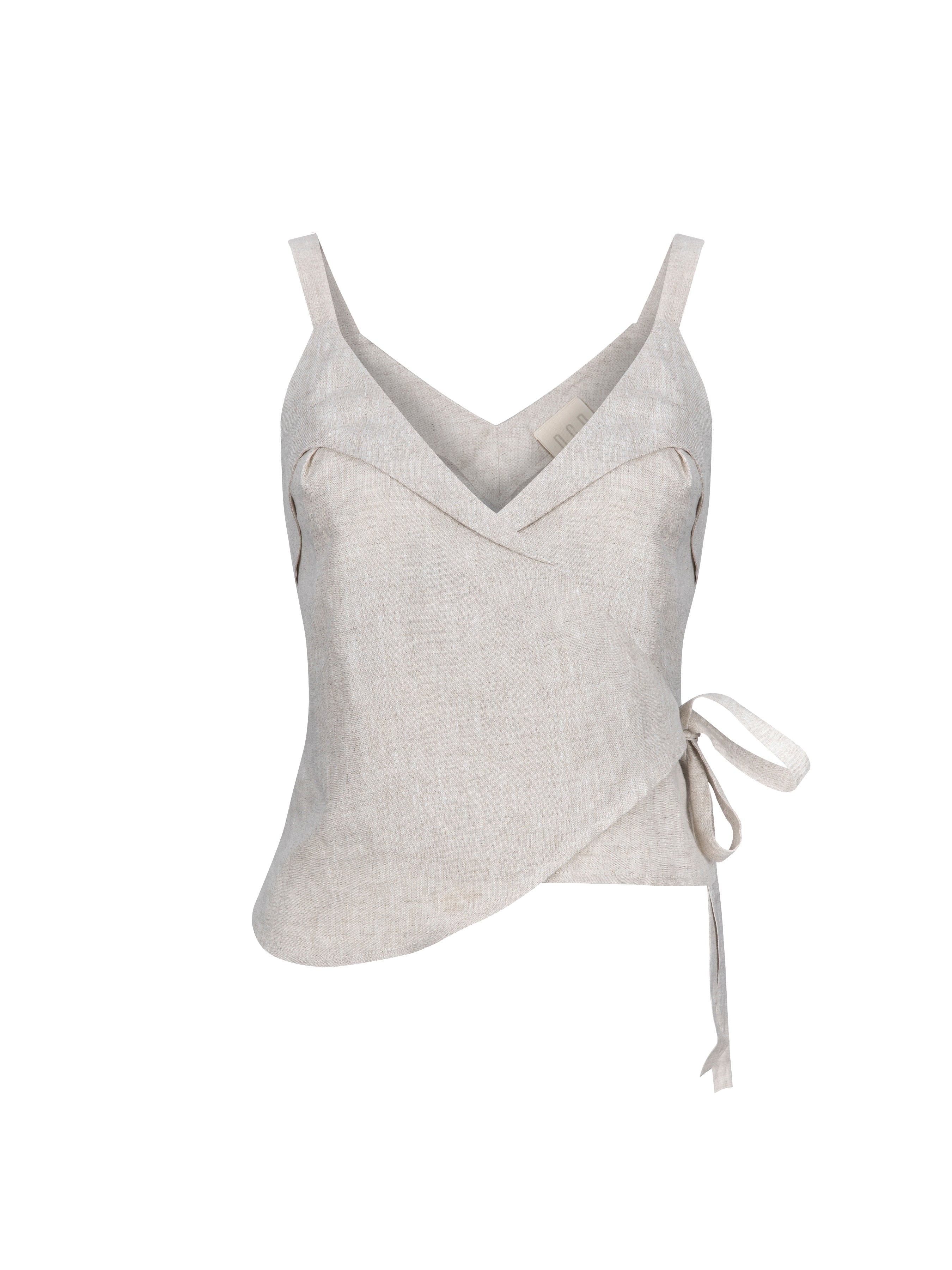 Yulaf Rengi keten crop bluz | yazlık bluz | Dor Raw Luxury