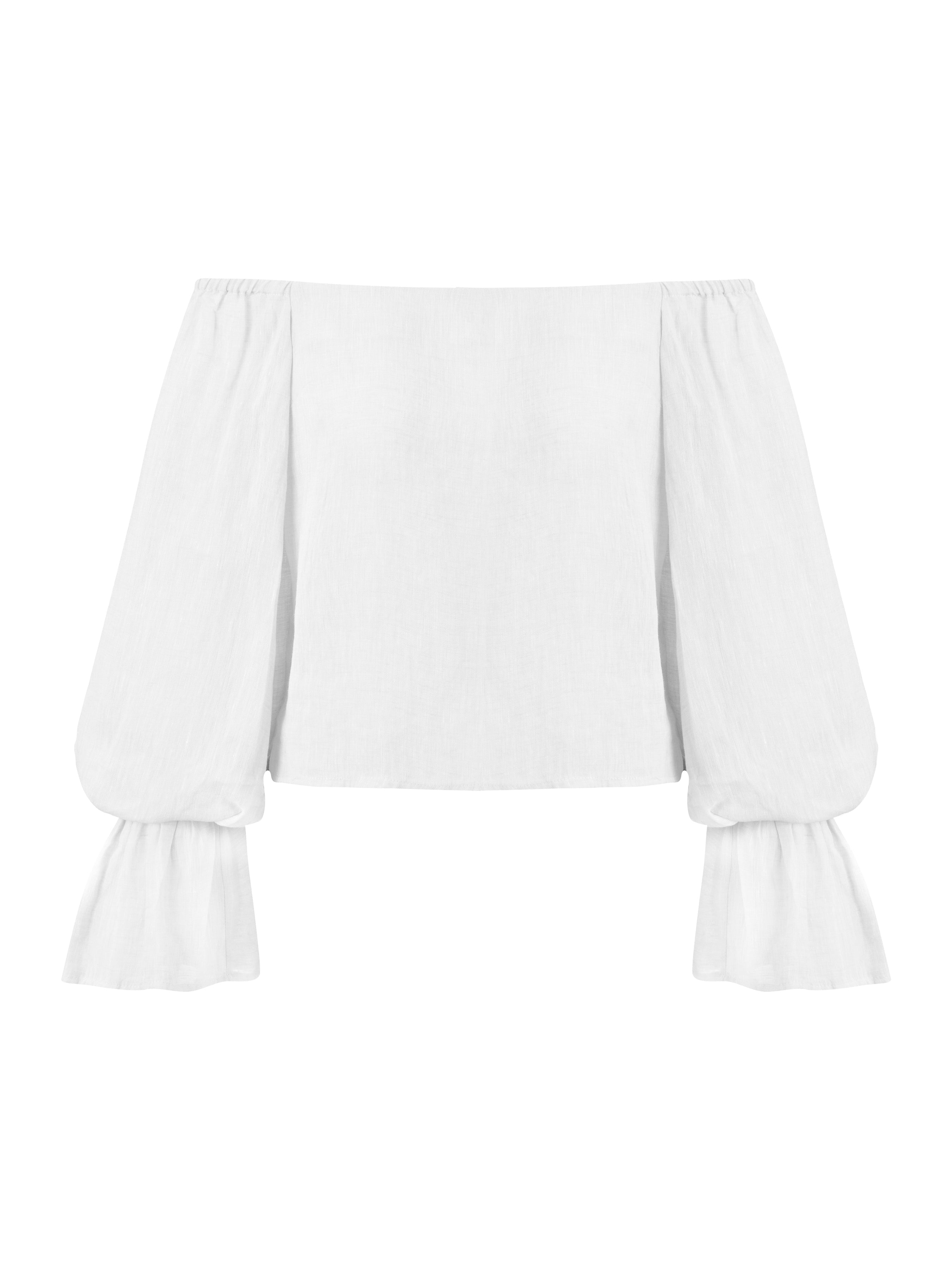 Beyaz keten crop bluz | yazlık bluz | Dor Raw Luxury