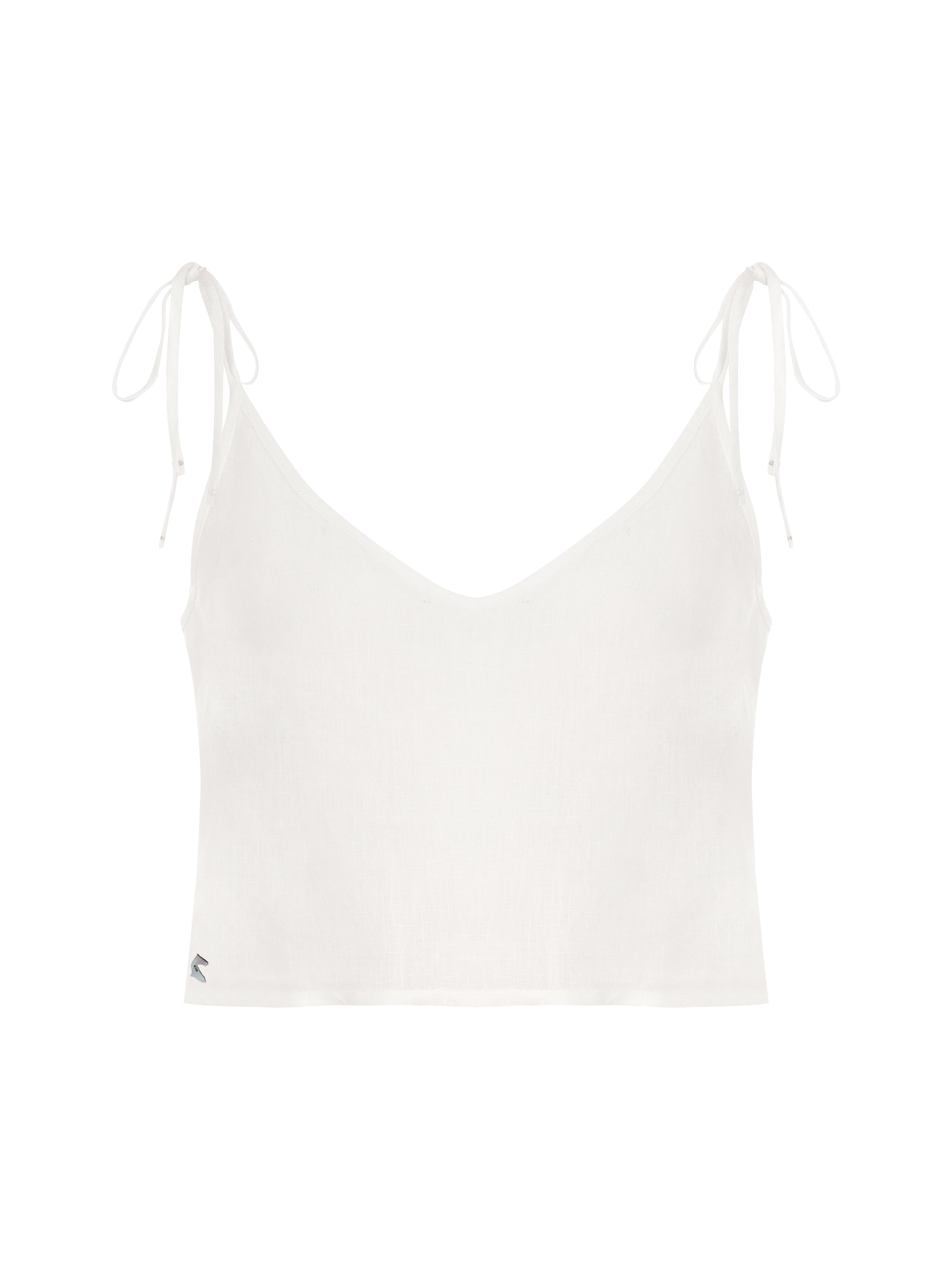 Beyaz keten crop bluz | yazlık bluz | Dor Raw Luxury