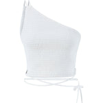 Beyaz keten crop bluz | yazlık bluz | Dor Raw Luxury
