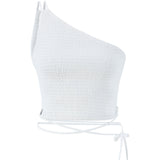 Beyaz keten crop bluz | yazlık bluz | Dor Raw Luxury