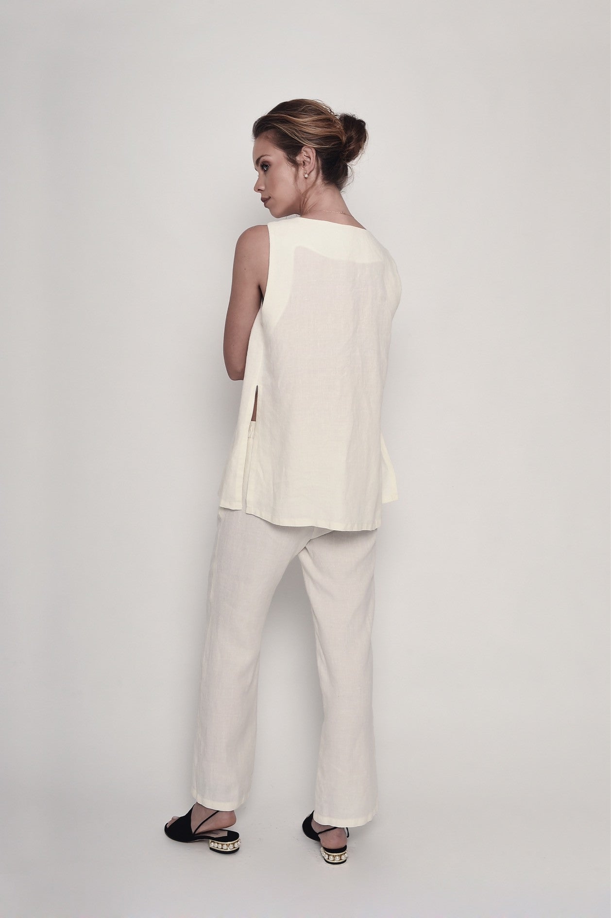 Nice Time of the Year Organik Keten Pantolon - Ekru ürün detayı 7 | Dor Raw Luxury