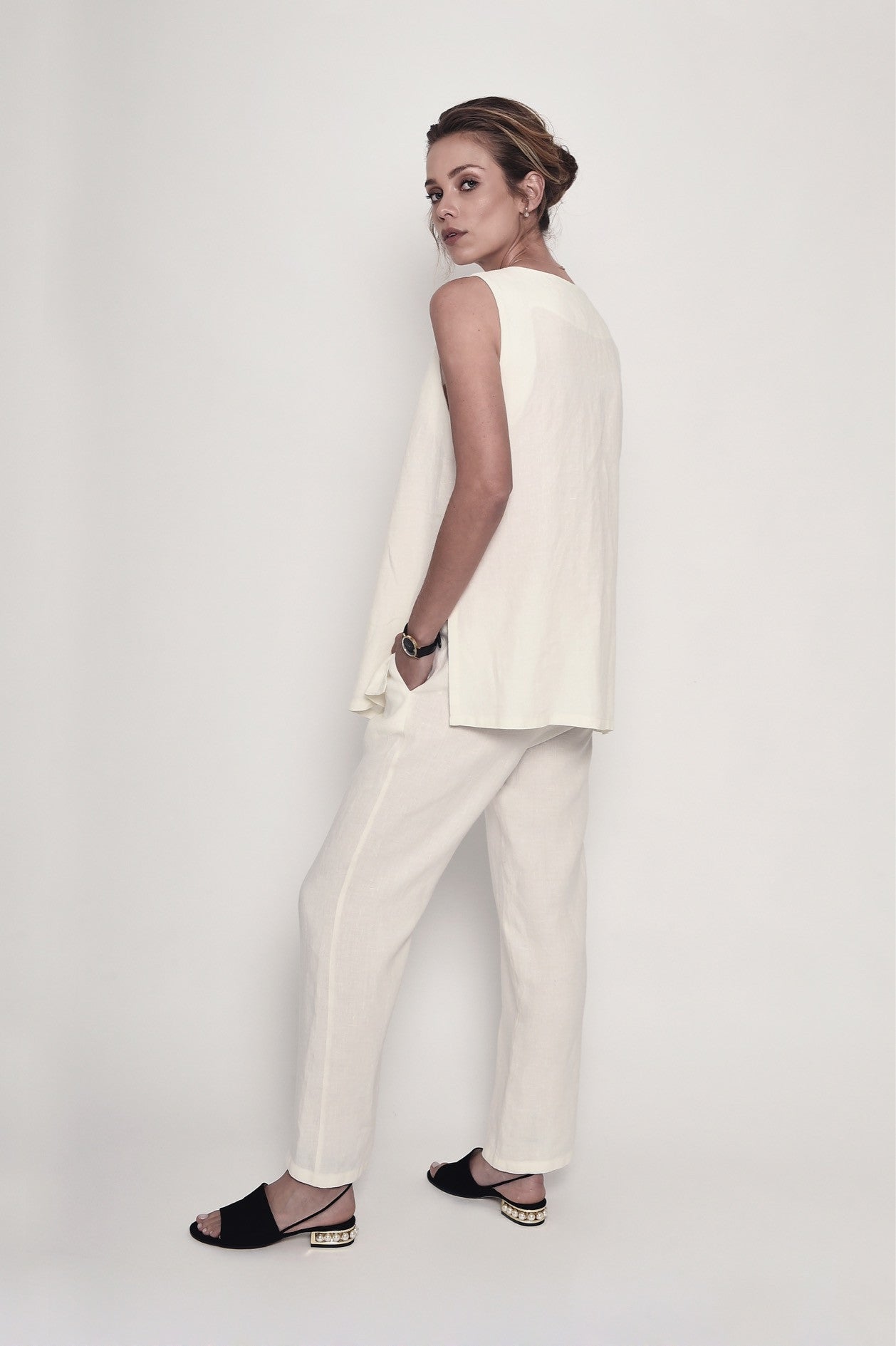 Nice Time of the Year Organik Keten Pantolon - Ekru ürün detayı 8 | Dor Raw Luxury