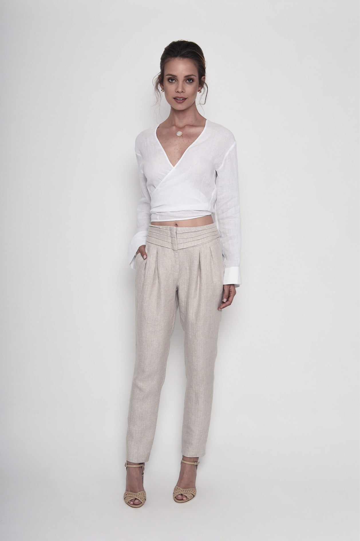 With Grace's Memory Keten Pantolon - Yulaf Rengi ürün detayı 3 | Dor Raw Luxury