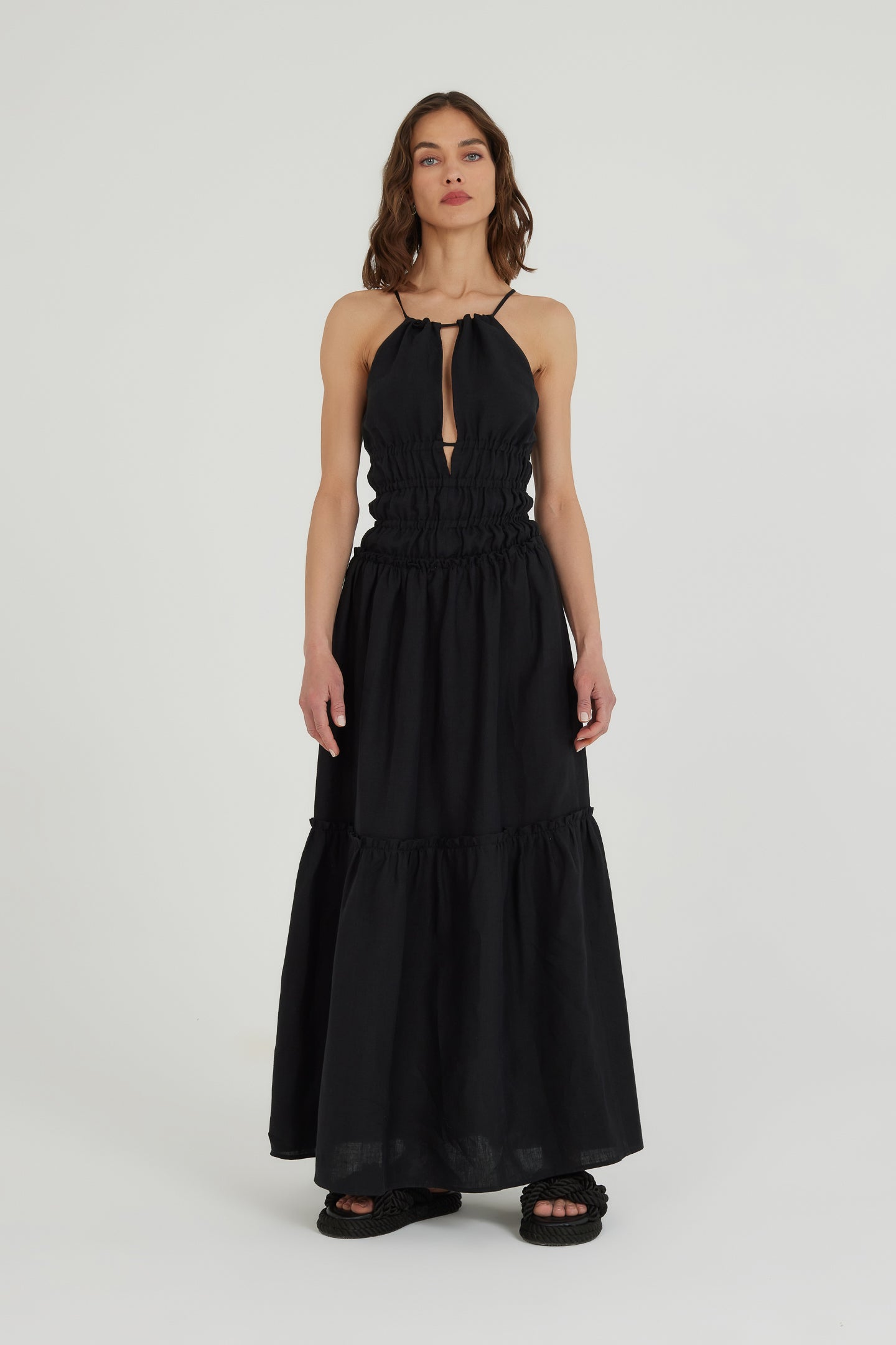 The Mind Flow Keten Elbise - Siyah ürün detayı 3 | Dor Raw Luxury