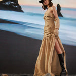 Ocean of Thoughts Keten Elbise - Kum Rengi ürün detayı 3 | Dor Raw Luxury