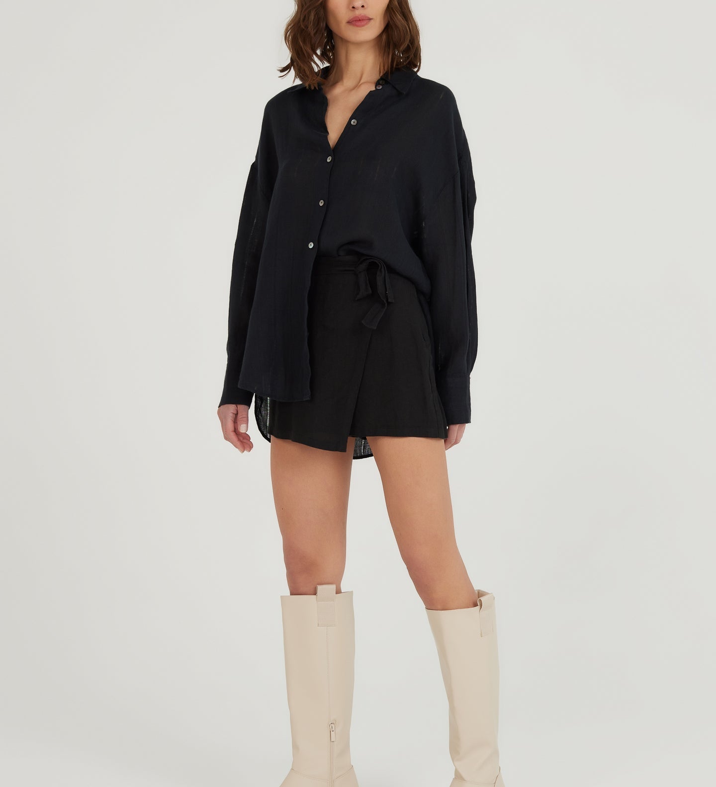 Farewell to Coimbra Keten Şort Etek - Somon Pembe ürün detayı 2 | Dor Raw Luxury
