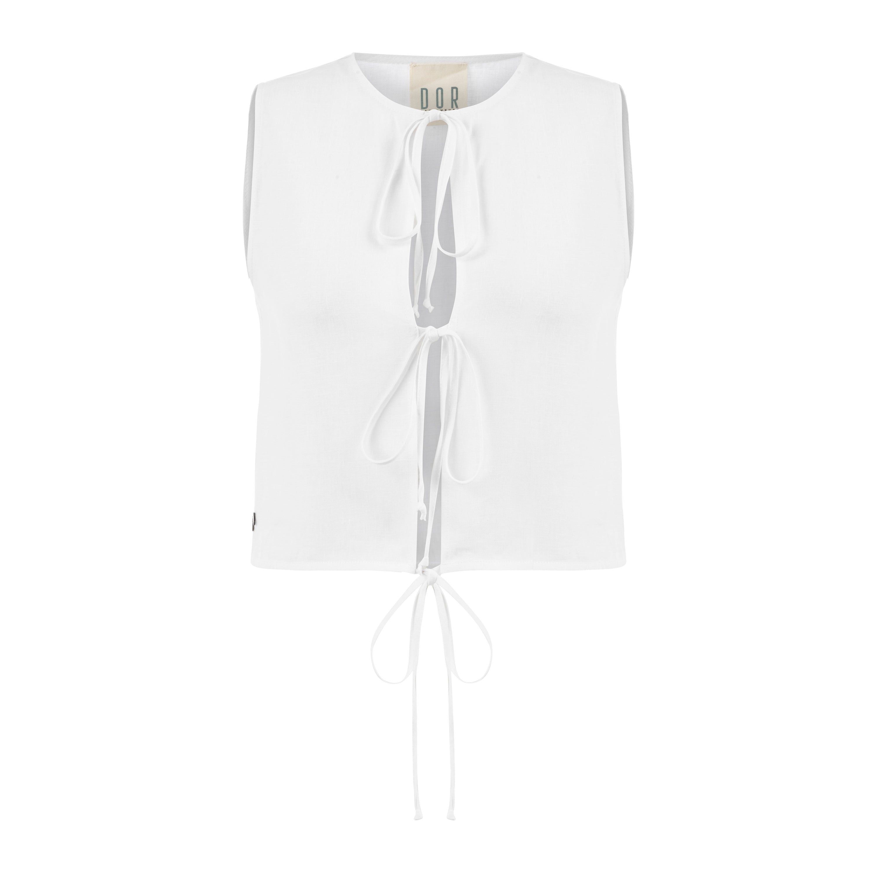 Beyaz keten crop bluz | yazlık bluz | Dor Raw Luxury