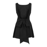 Imprint Linen Dress - Black