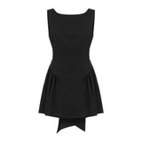 Imprint Linen Dress - Black
