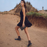 Imprint Linen Dress - Black