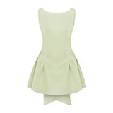 Imprint Linen Dress - Light Green
