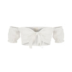 Beyaz keten crop bluz | yazlık bluz | Dor Raw Luxury