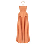 Somon Pembe straplez keten elbise | yazlık elbise | Dor Raw Luxury