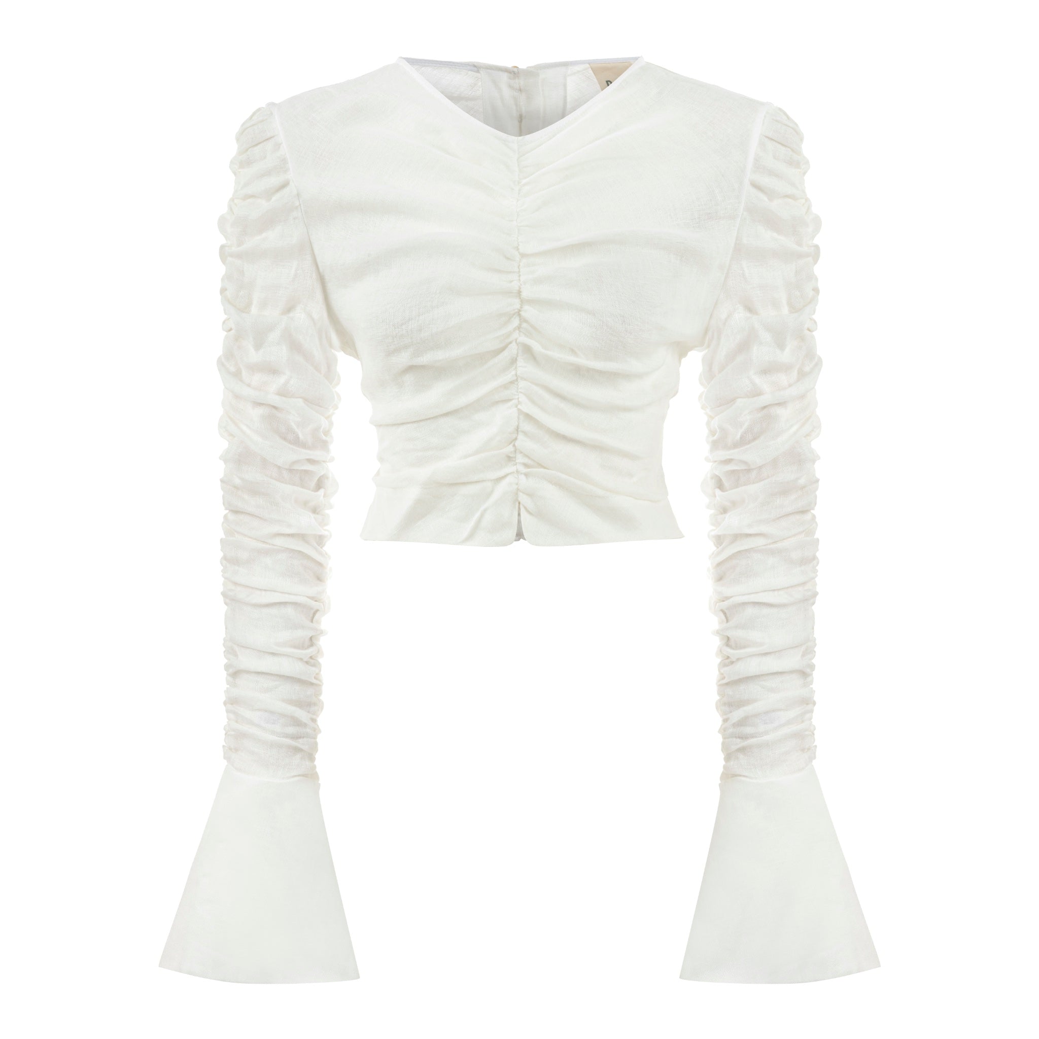 Ekru keten crop bluz | yazlık bluz | Dor Raw Luxury