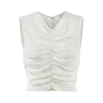 Ekru keten crop bluz | yazlık bluz | Dor Raw Luxury
