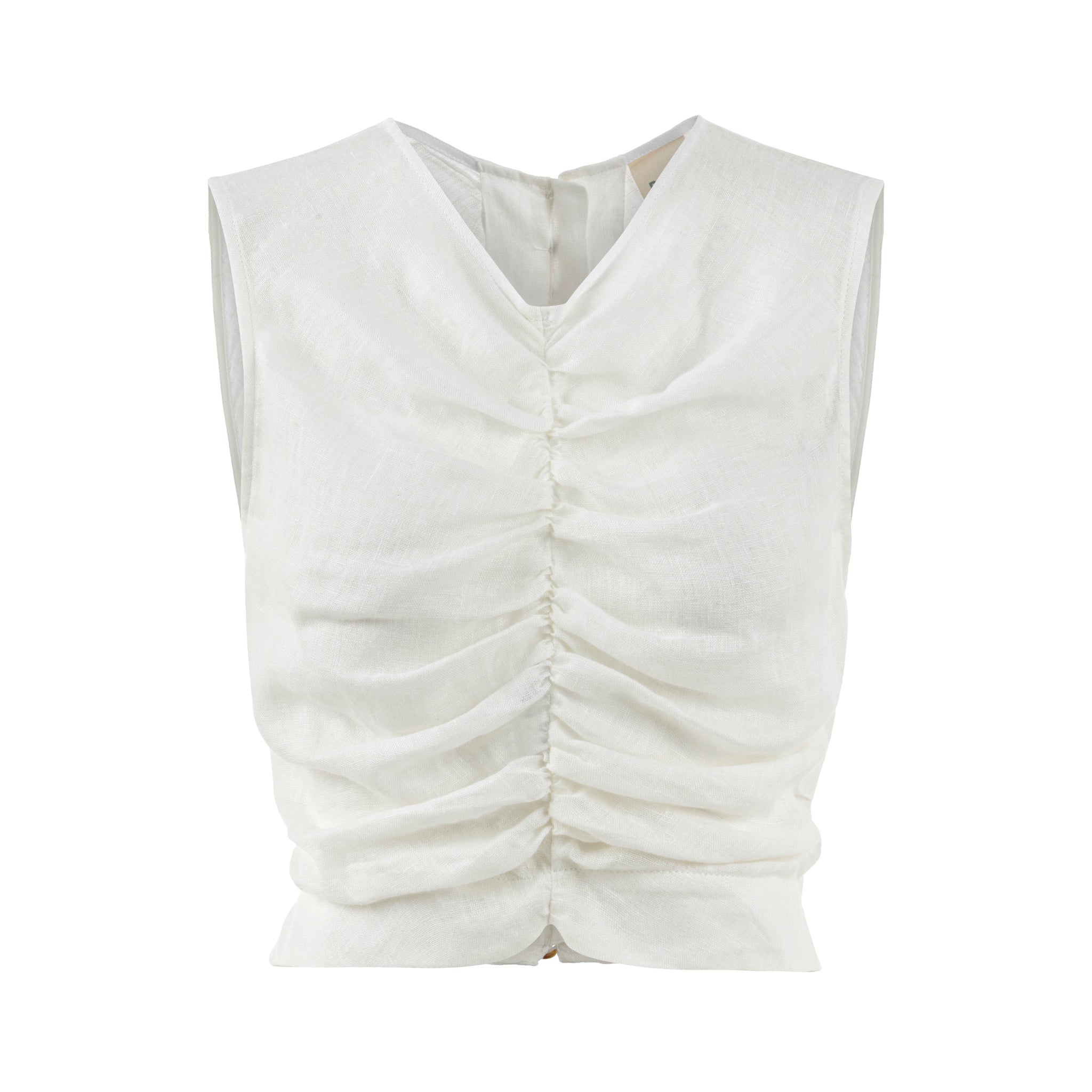 Ekru keten crop bluz | yazlık bluz | Dor Raw Luxury