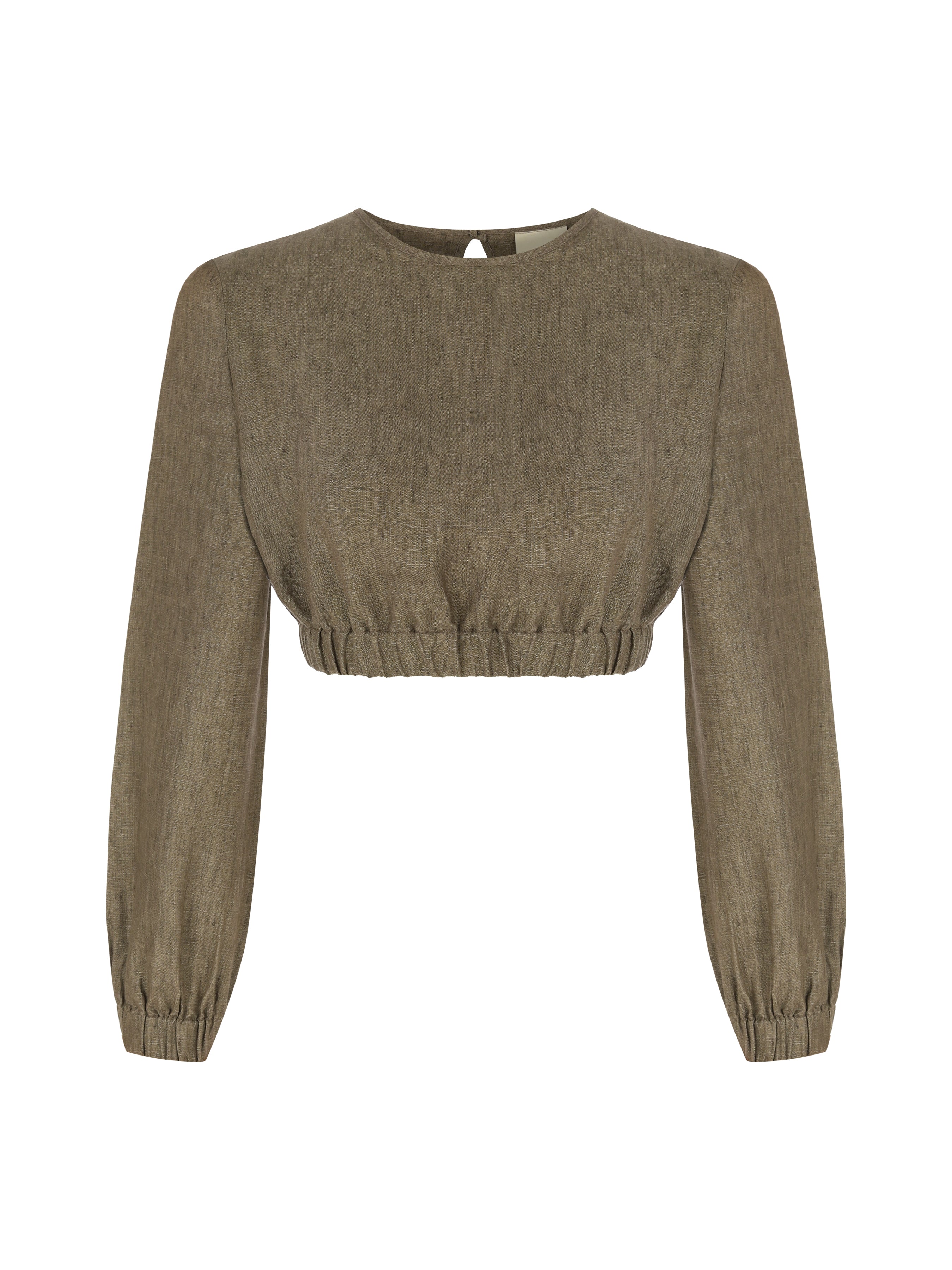 Koyu Haki keten crop bluz | yazlık bluz | Dor Raw Luxury