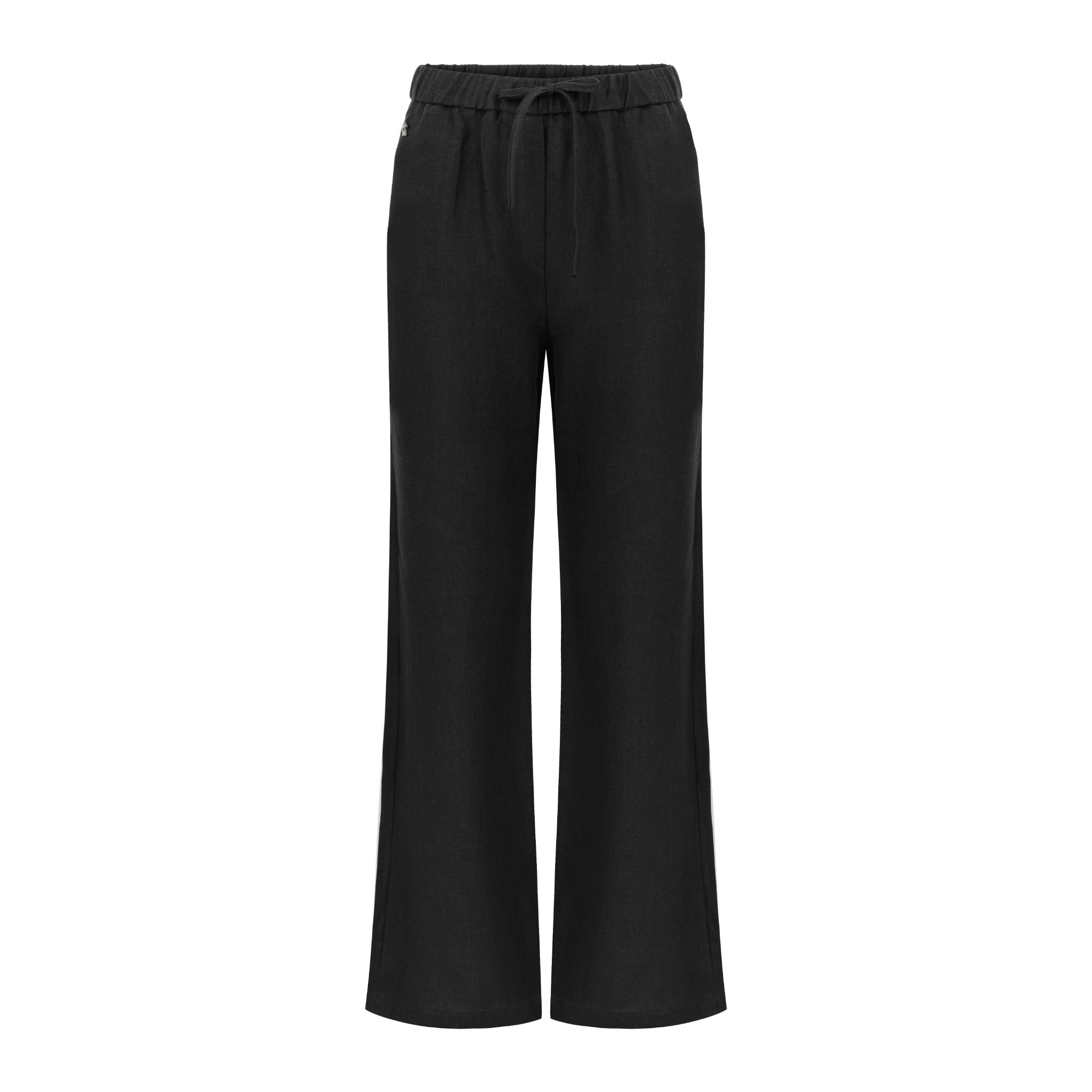 Siyah yüksek bel keten pantolon | yazlık pantolon | Dor Raw Luxury